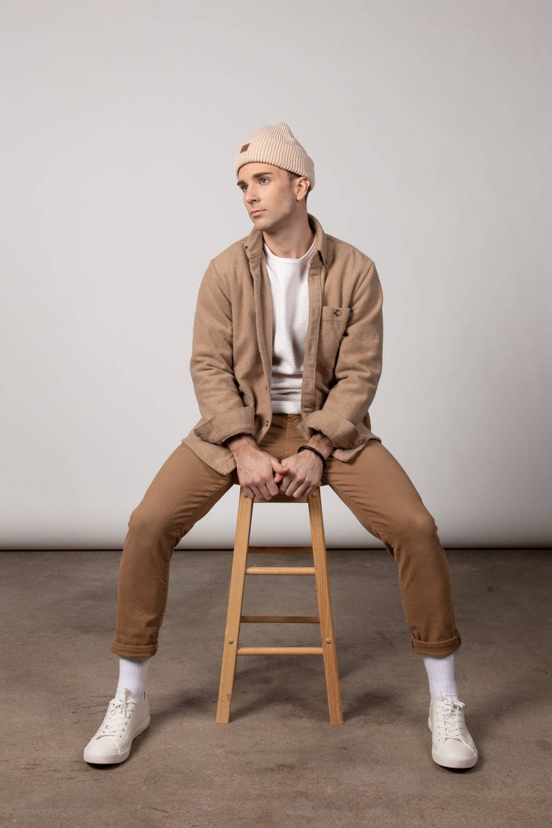 Sand Wool Button Down - Threshold Coffee