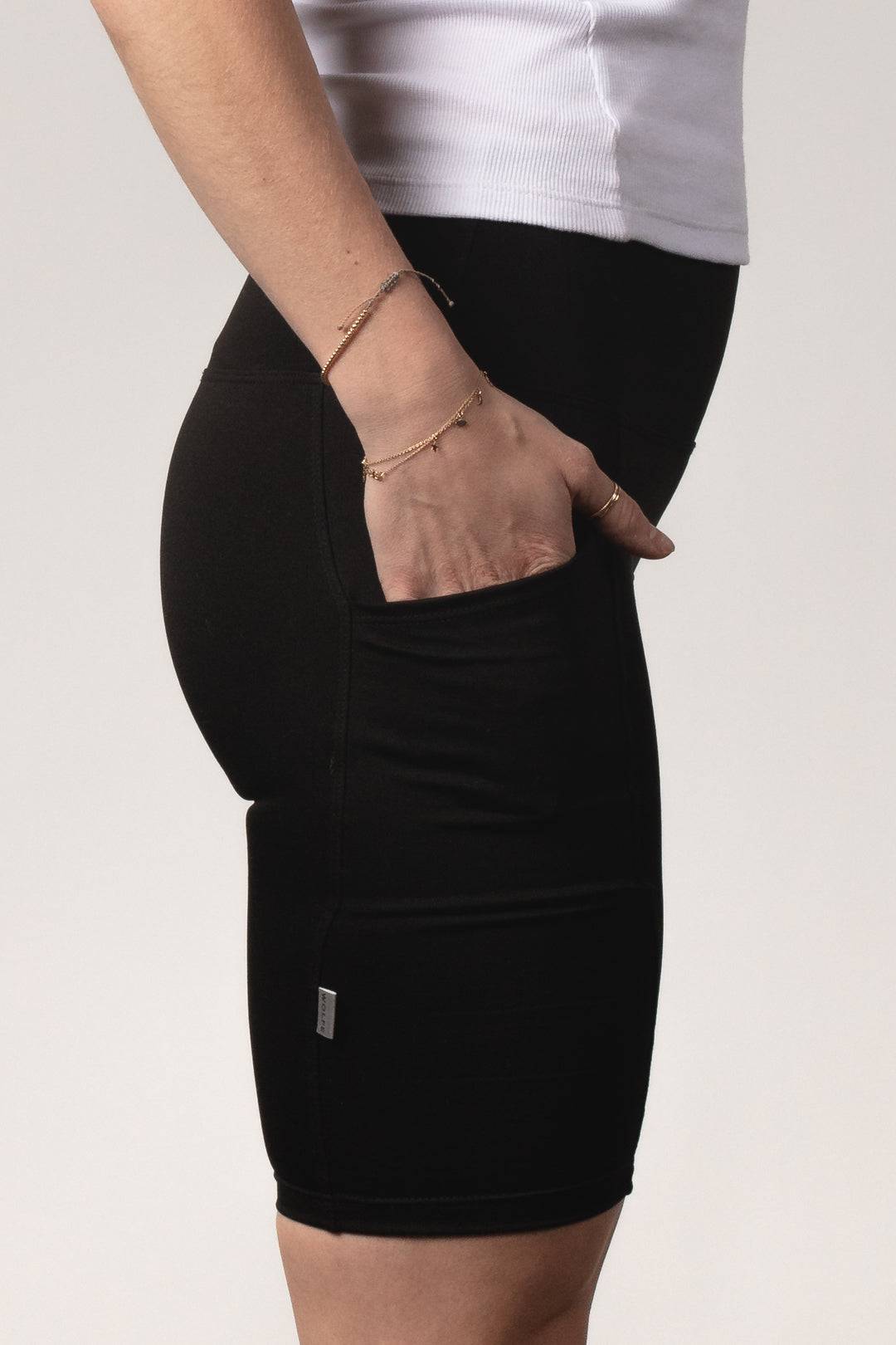 Thalia Black Bike Short - Threshold Coffee