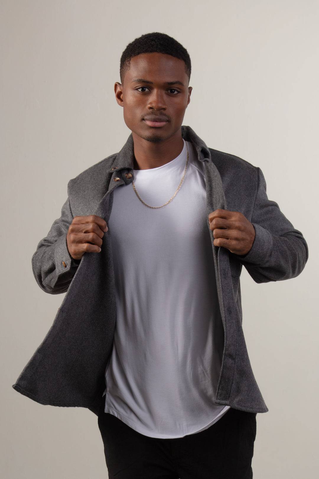 Grey Wool Button Down - Threshold Coffee