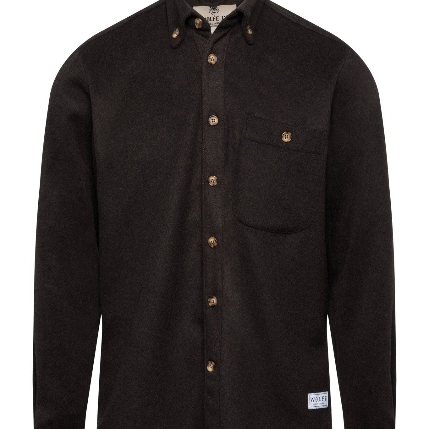 Carob Wool Button Down - Threshold Coffee