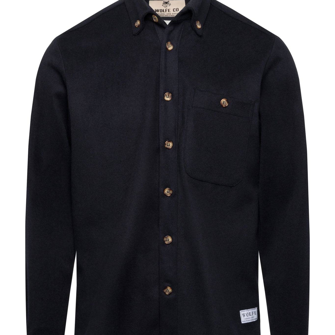 Navy Wool Button Down - Threshold Coffee