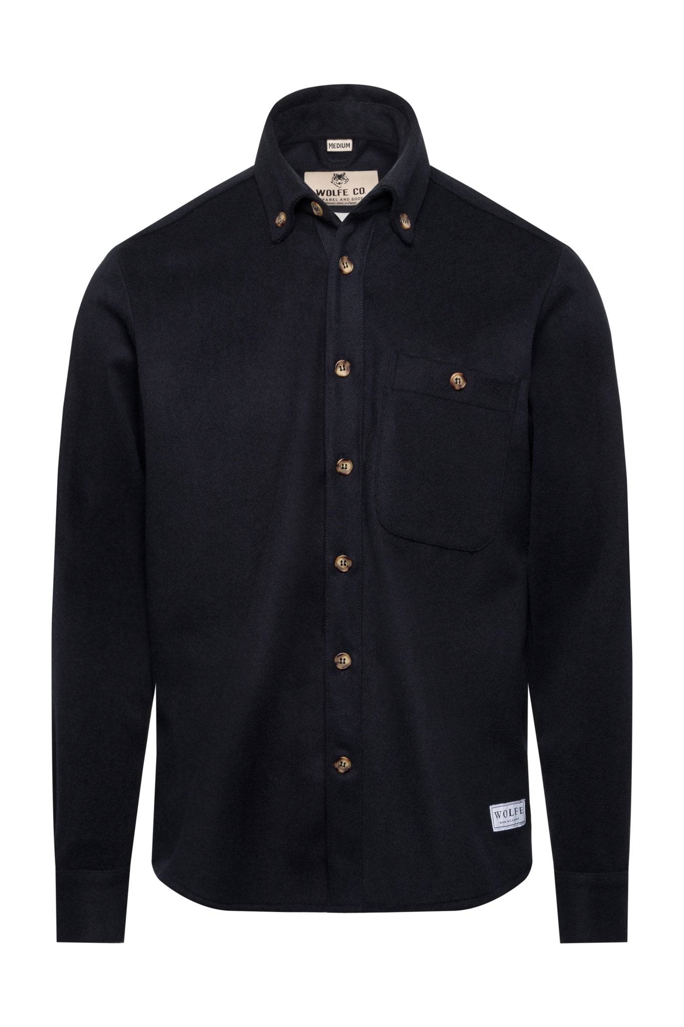 Navy Wool Button Down - Threshold Coffee