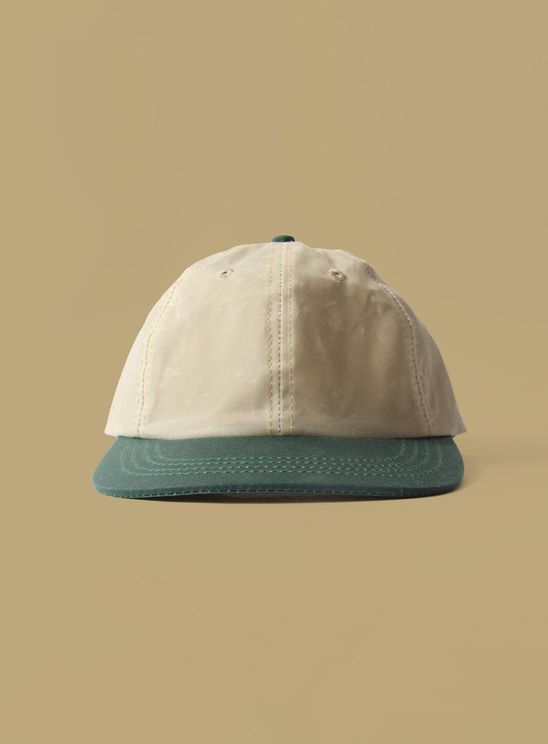 6 Panel - Blank - Tan/Forest Waxed Cotton Canvas - Threshold Collective