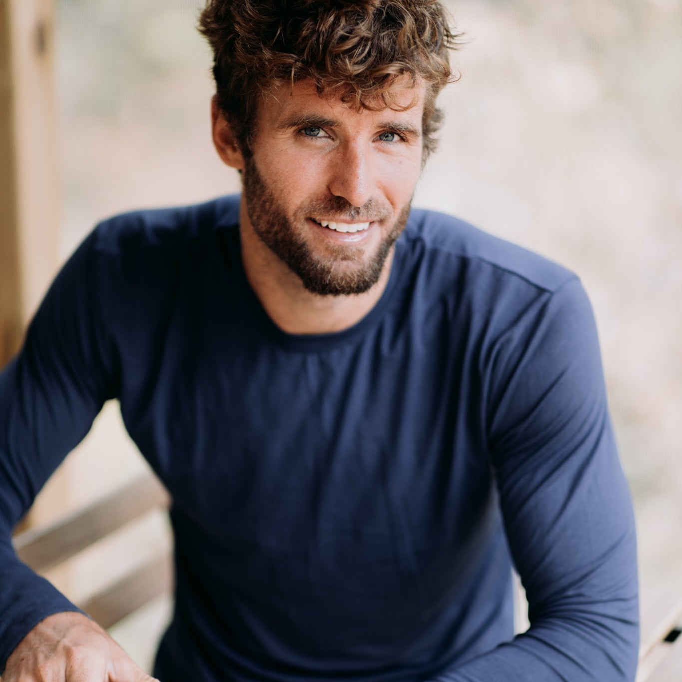Navy Long Sleeve Huxley - Threshold Coffee