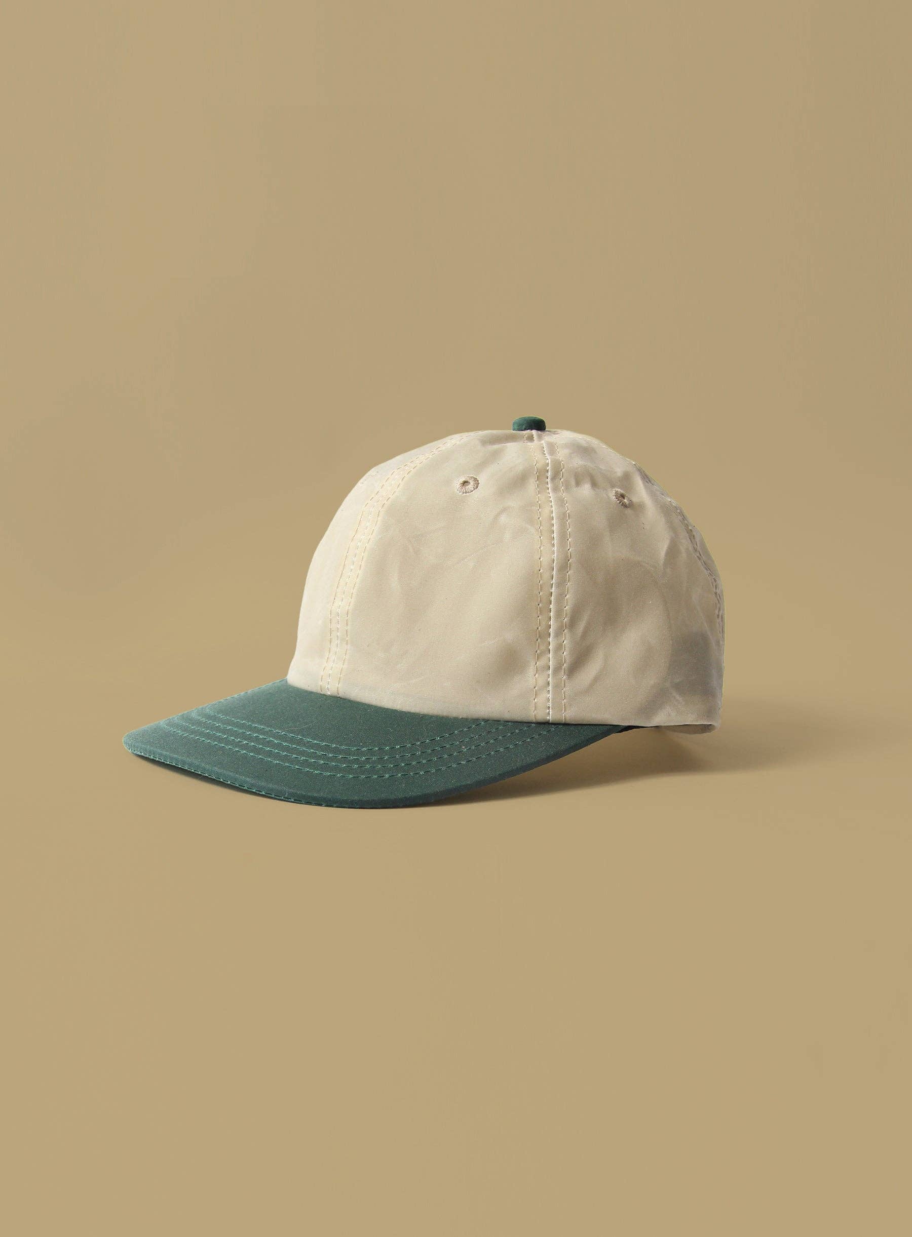 6 Panel - Blank - Tan/Forest Waxed Cotton Canvas - Threshold Collective