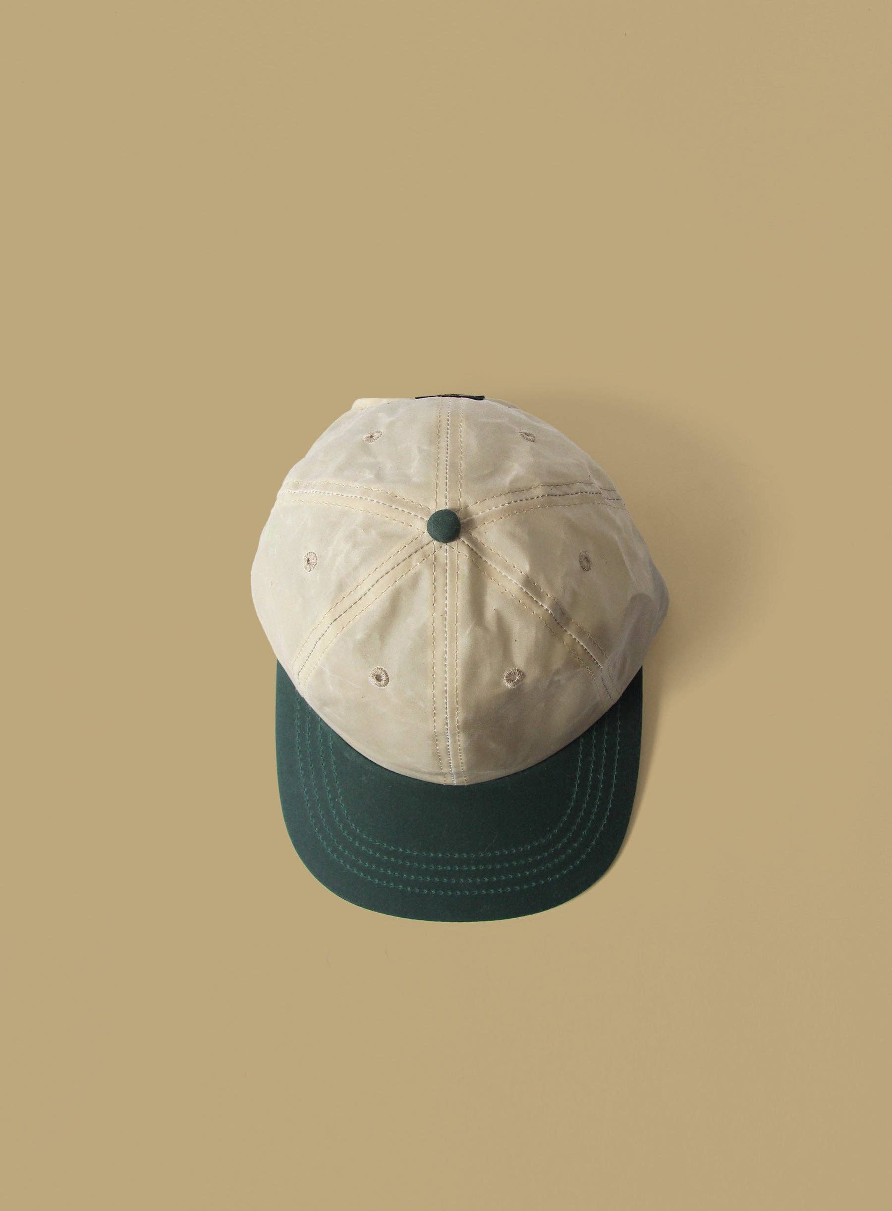 6 Panel - Blank - Tan/Forest Waxed Cotton Canvas - Threshold Collective