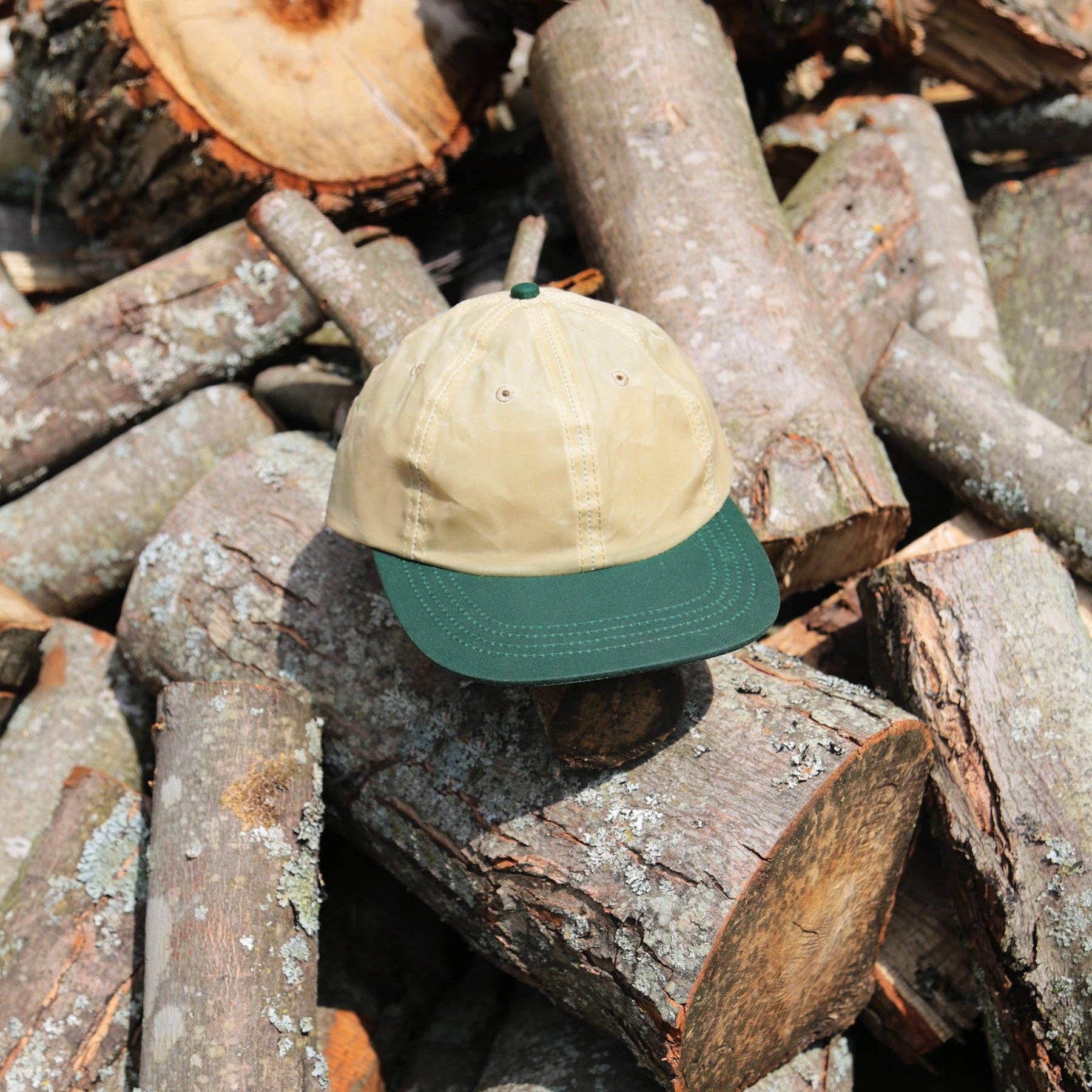 6 Panel - Blank - Tan/Forest Waxed Cotton Canvas - Threshold Collective