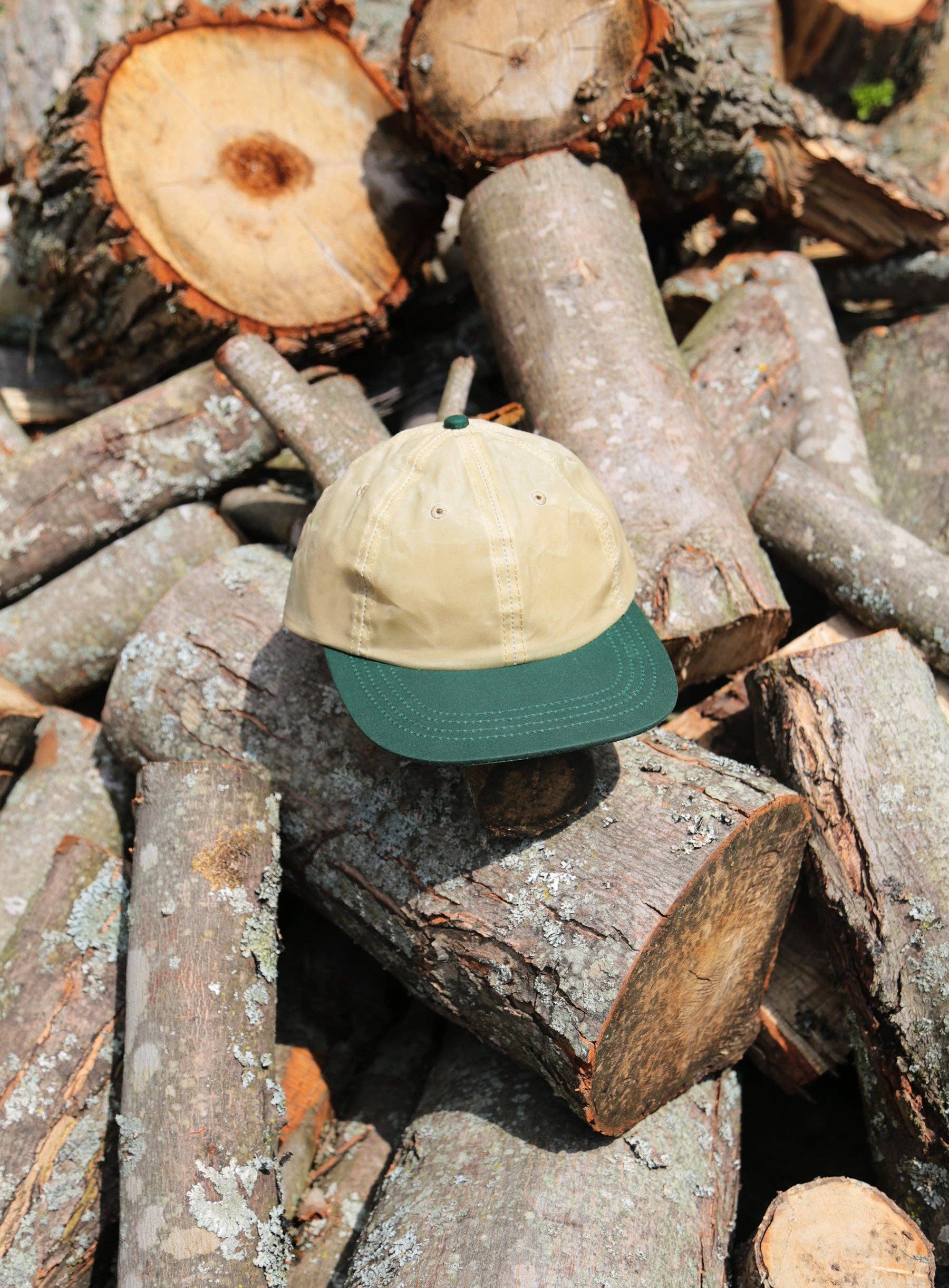 6 Panel - Blank - Tan/Forest Waxed Cotton Canvas - Threshold Collective